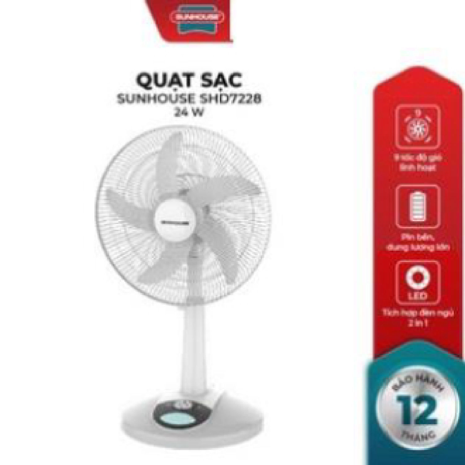 Quạt sạc sunhouse shd7228
