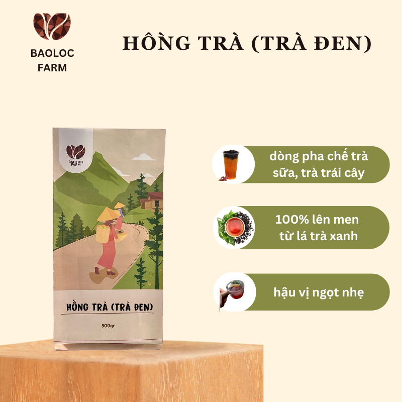 Hồng trà bảo lộc 100% lá trà tươi nguyên chất, không pha tạp, màu đậm hương vị ngọt thơm