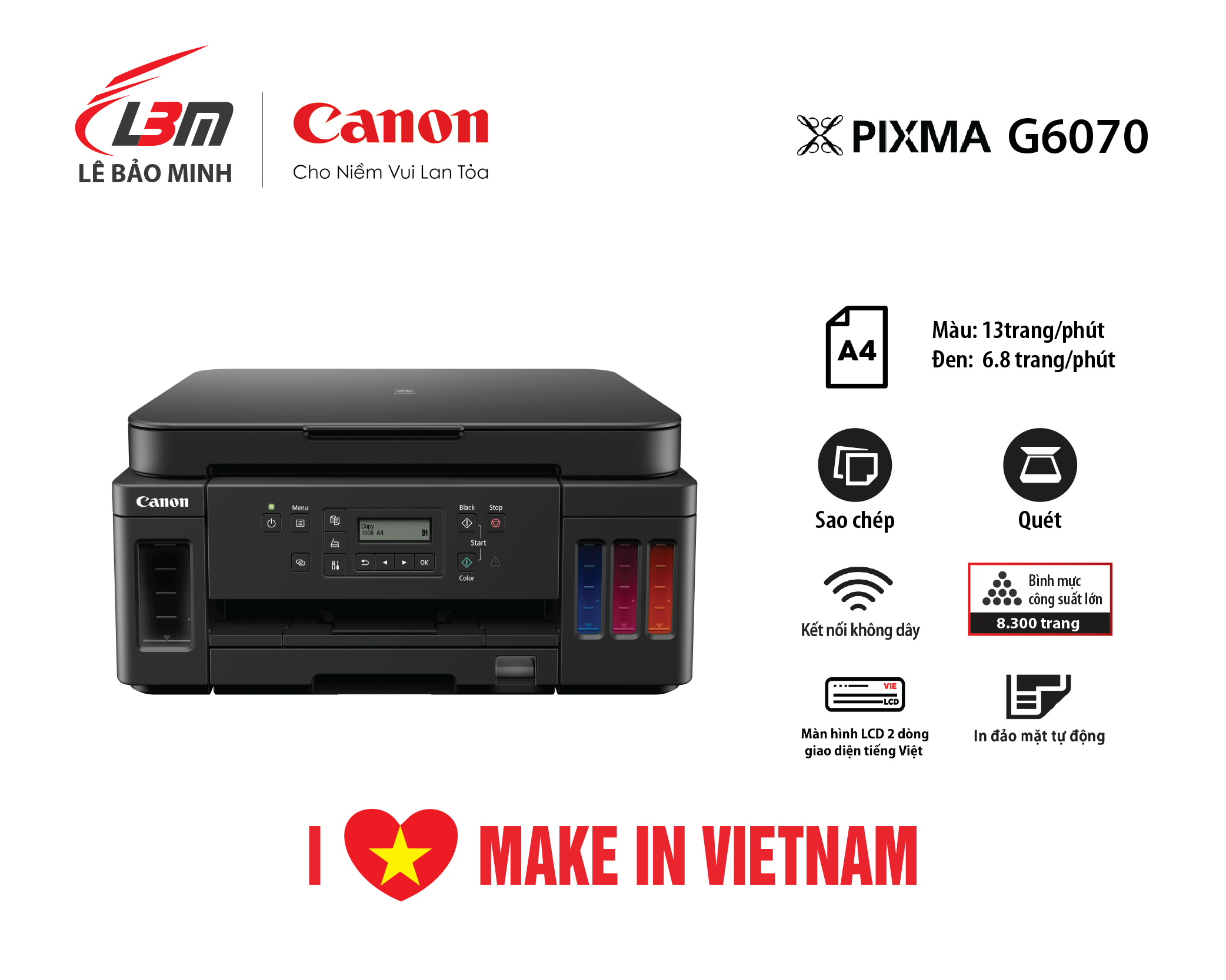 Máy in phun liên tục canon g6070 đa năng