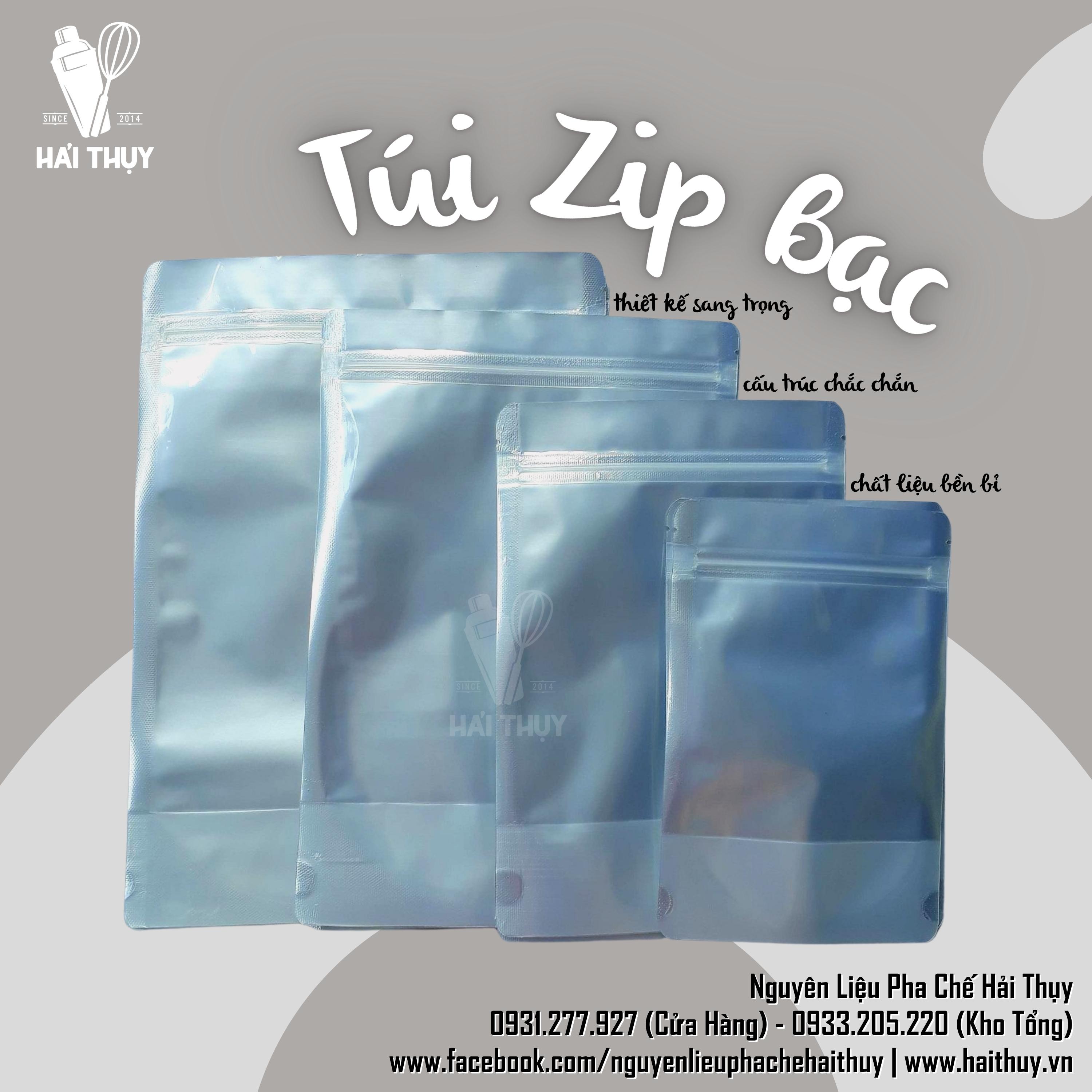 1kg Túi zipper 1 mặt bạc