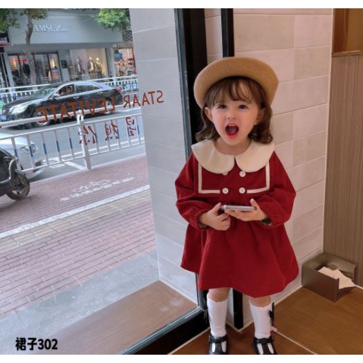 Váy cho bé - váy nhung babydoll bé gái qate825