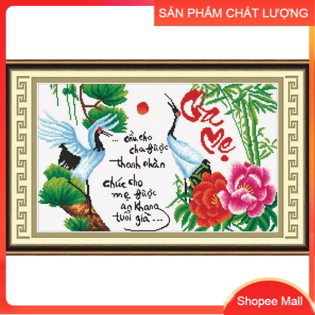 Tranh thêu cha mẹ 51419 kích thước kích thước 62*42cm