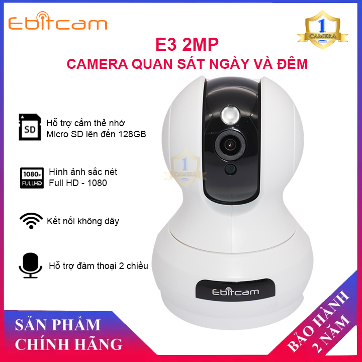 Camera wifi ebitcam e3 2.0mp 1080p full hd - phát hiện chuyển động, đàm thoại 2 chiều - xoay 360 độ - camera số 1