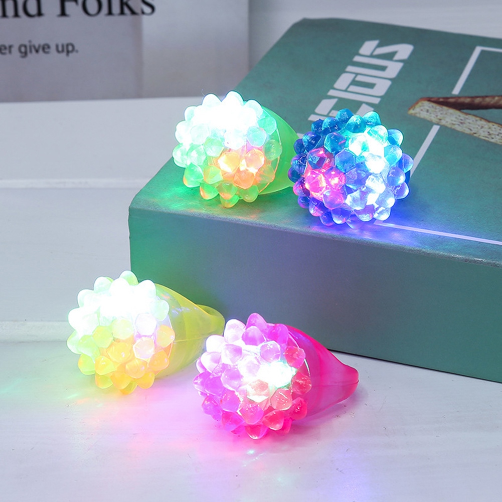 CW Kids Luminous Flashing Colorful LED TPR Rings Finger Toys for Party