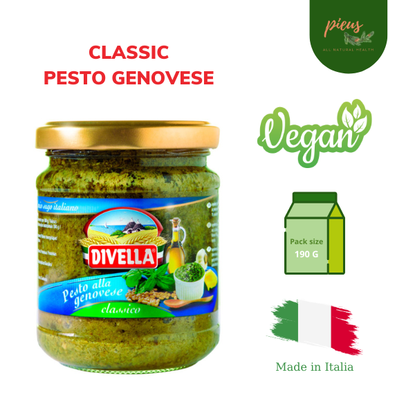 Sốt Pesto xanh | Pesto Alla Genovese Classico Divella 190g - Pesto Sauce - Đặc trưng ẩm thực Ý đóng hộp nhập khẩu Ý tiện lợi