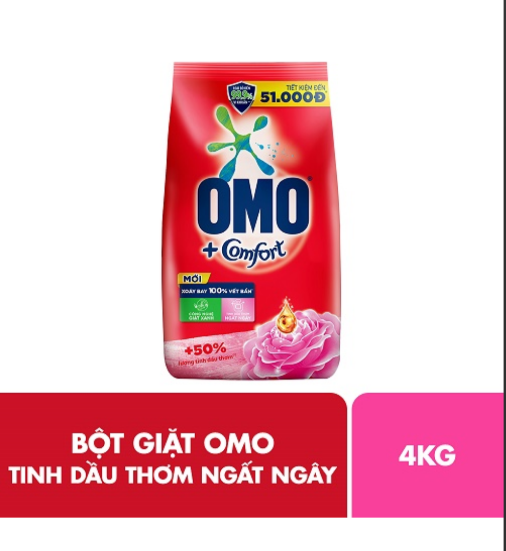 Bột giặt omo tinh dầu thơm ngất ngây 4kg
