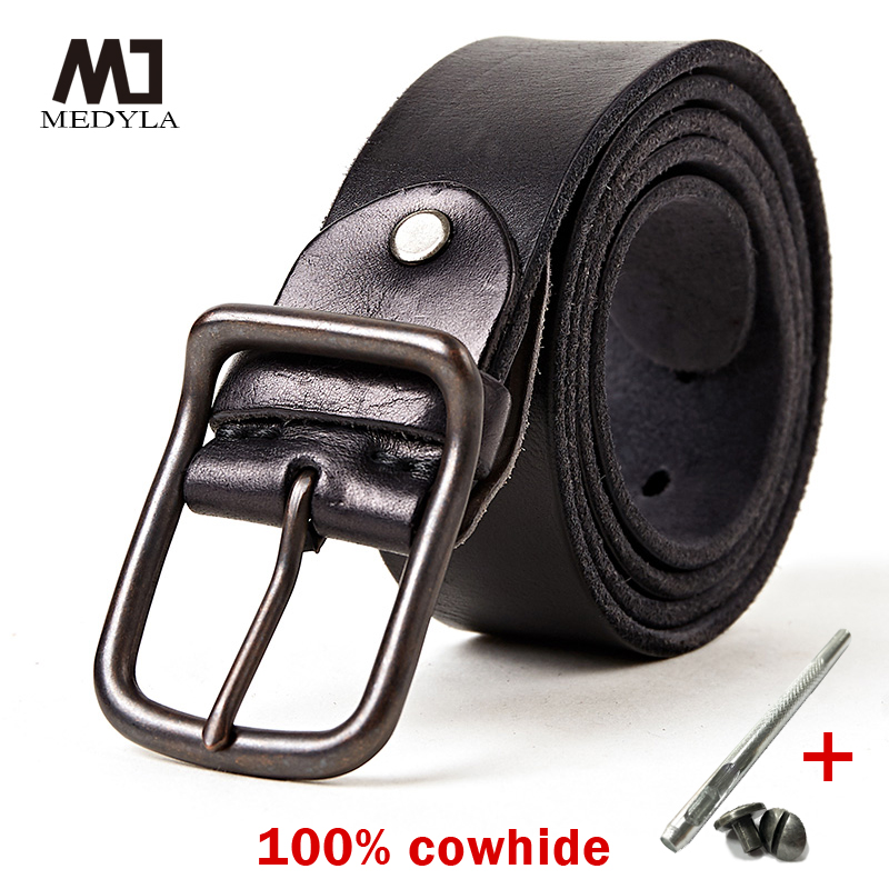 Medyla 100% da bò nam thắt lưng da thật dây đeo thương hiệu khóa cài cho nam fancy retro thắt lưng jean