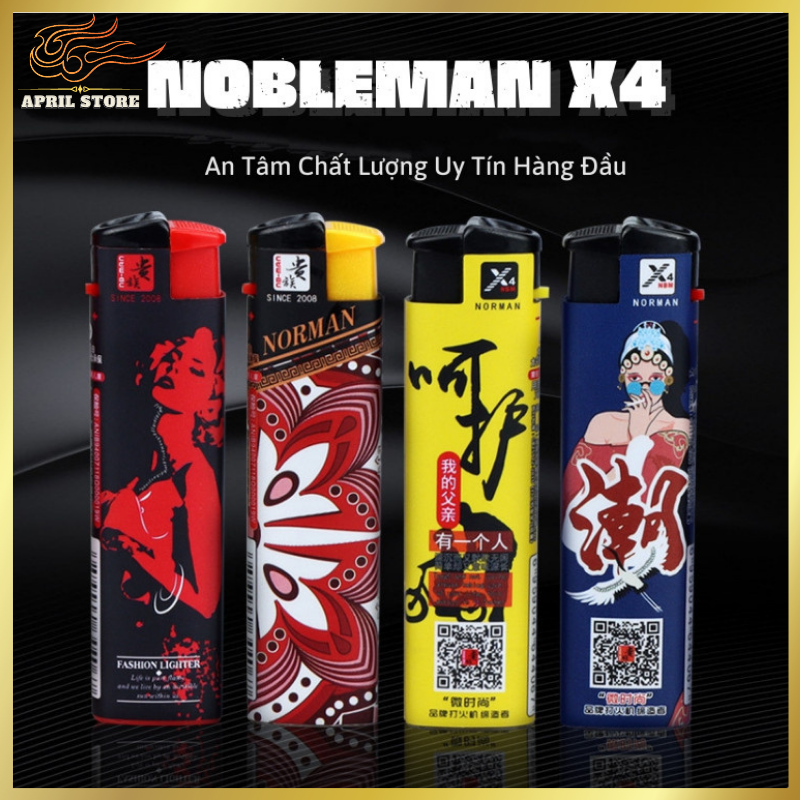 Combo 5 bật lửa chính hãng nbm x4 xài gas lửa khò chống gió nhiều họa tiết độc lạ