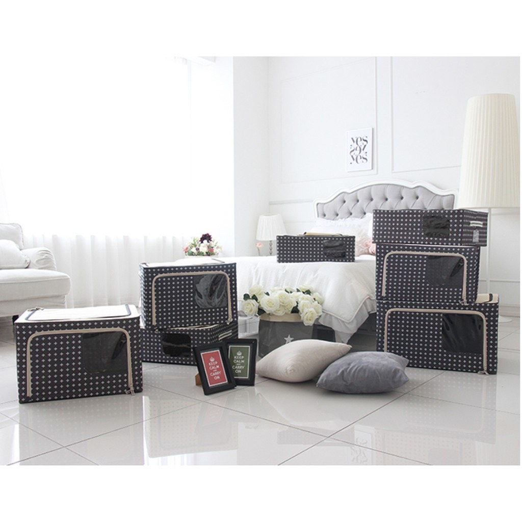 Hộp, Túi Đựng Quần Áo 88L Vải Polyester Chống Thấm Nước Khung Thép Chắc Chắn Living Box, HÀNG VIỆT NAM XUẤT KHẨU, Phong Cách Hàn Quốc,Túi Đựg Đồ Du Lịch, Khung Thép Chắc Chắn,Hộp Đựng Đồ Đa Năng