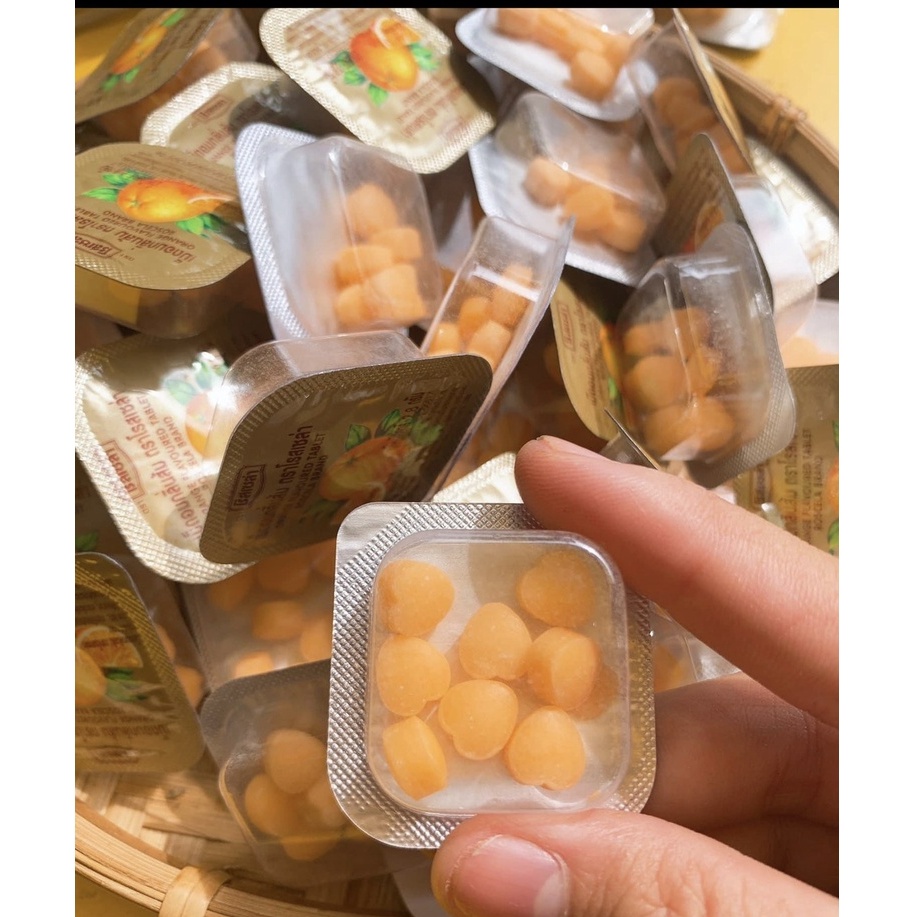 Vỉ 24 hộp kẹo xê cam thái lan, kẹo c cam tuổi thơ