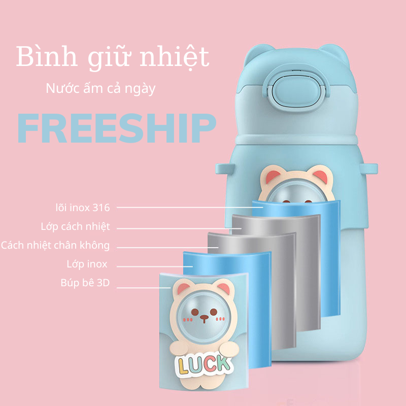 Bình giữ nhiệt cute cho bé bình giữ nhiệt bằng thép 316 không rỉ One Sports HN