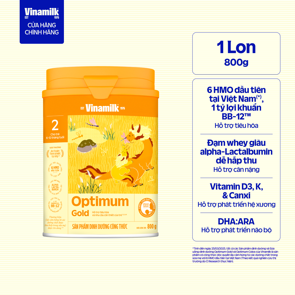 Sữa bột Vinamilk Optimum Gold 2-Hộp thiếc 800g (Cho Trẻ Từ 6 - 12 Tháng Tuổi) - Sữa cho trẻ sơ sinh giúp hỗ trợ phát triển toàn diện, chất lượng quốc tế