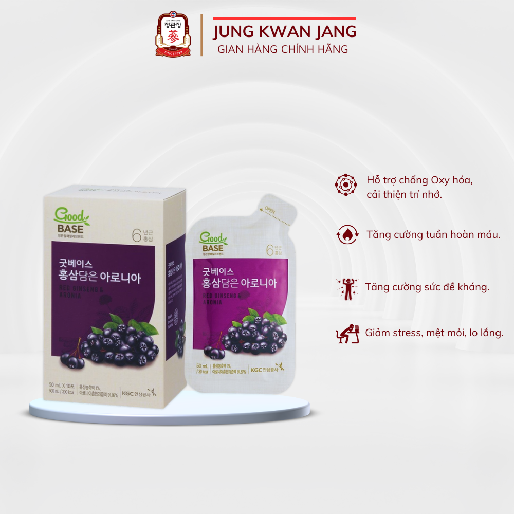 Hộp 10 gói nước sâm hàn quốc goodbase tinh chất aronia kgc jung kwan jang