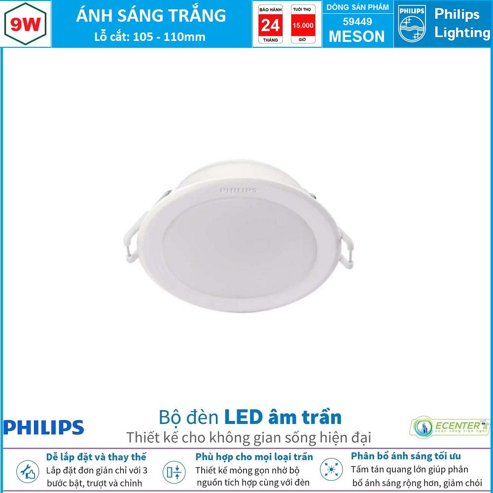Đèn led âm trần 9w philips downlight 59449 meson d105