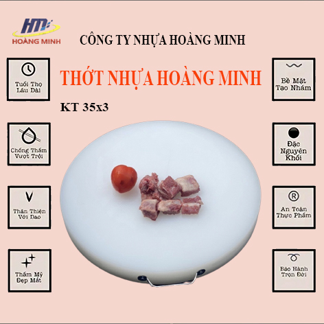 thớt nhựa gia đình,thớt tròn đường kính 35 dày 3cm, dùng cho gia đình nhà hàng, khách sạn chất liêu nhưa PE nguyên khối cao cấp