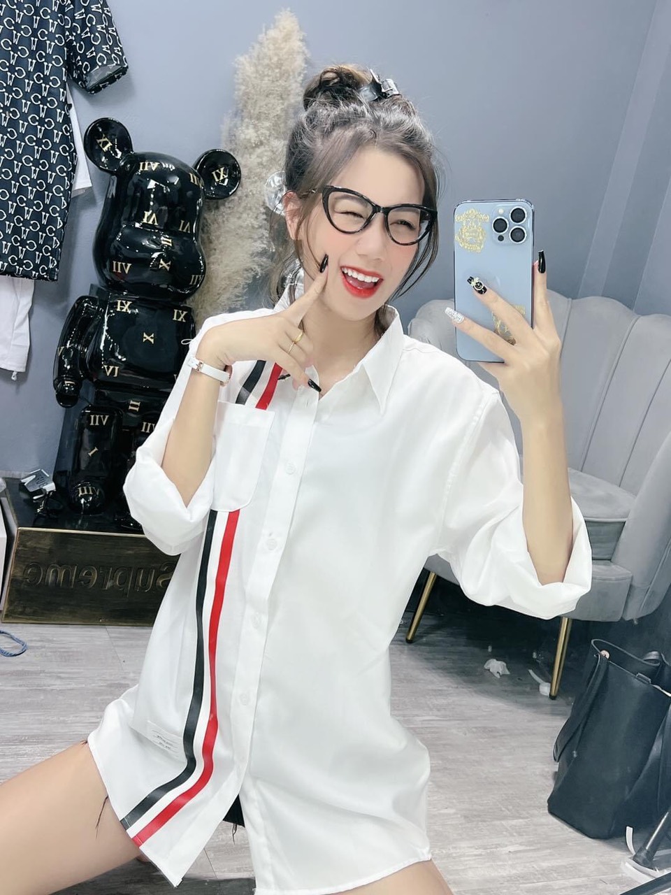 Áo sơ mi dài tay kẻ sọc quốc dân đi học đi chơi