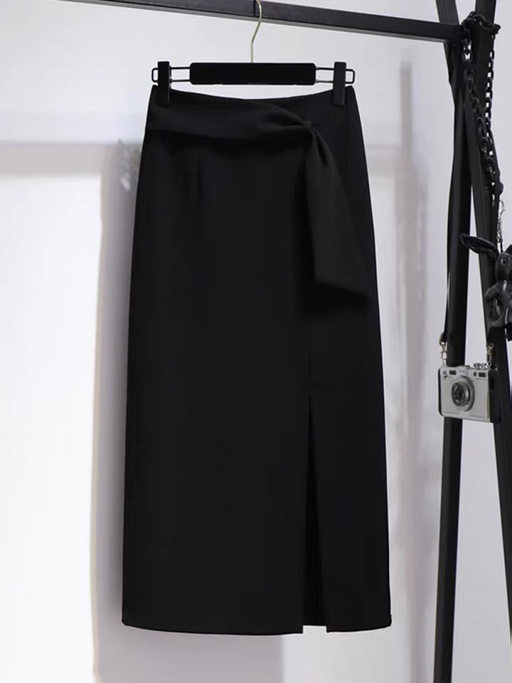 Chân váy công sở dáng dài chân váy xẻ đùi che gối sexy d68cm