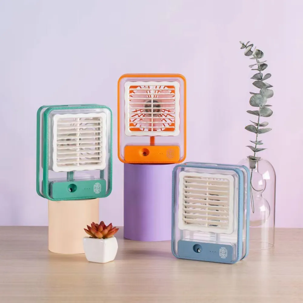 Quạt điều hoà phun sương mini, quạt phun sương sạc tích điện trong suốt có đèn 3 tốc độ gió dung tích 300ml sạc usb tiện lợi dễ dàng mang theo du lịch quạt điều hoà hơi nước quạt hơi nước quạt hơi nước làm lạnh