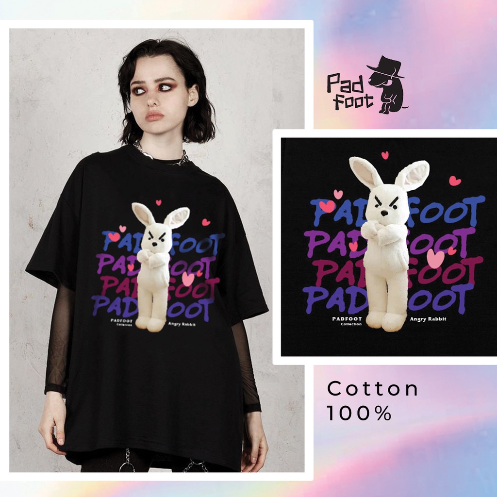 Áo thun padfoot - angry rabbit / hình gấu bông thỏ tức giận - unisex / form rộng