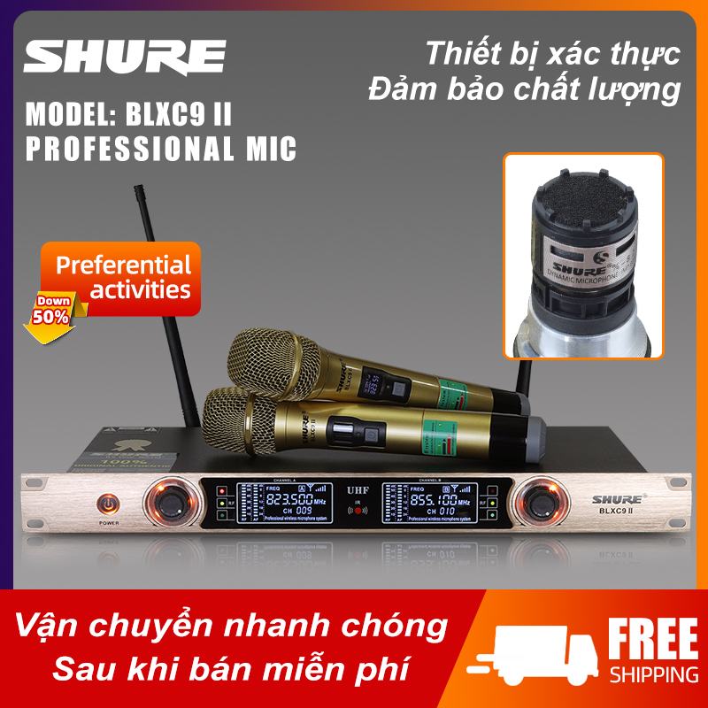 Hàng nhập khẩu - micro karaoke không dây uhf shure blxc9 ii, mic hát karaoke không dây và đầu thu , hát cực hay, chống nhiễu chuyên nghiệp, sóng mạnh, âm thanh trung thực, chống hú rít, không vỡ tiếng. bảo hành 24 thán