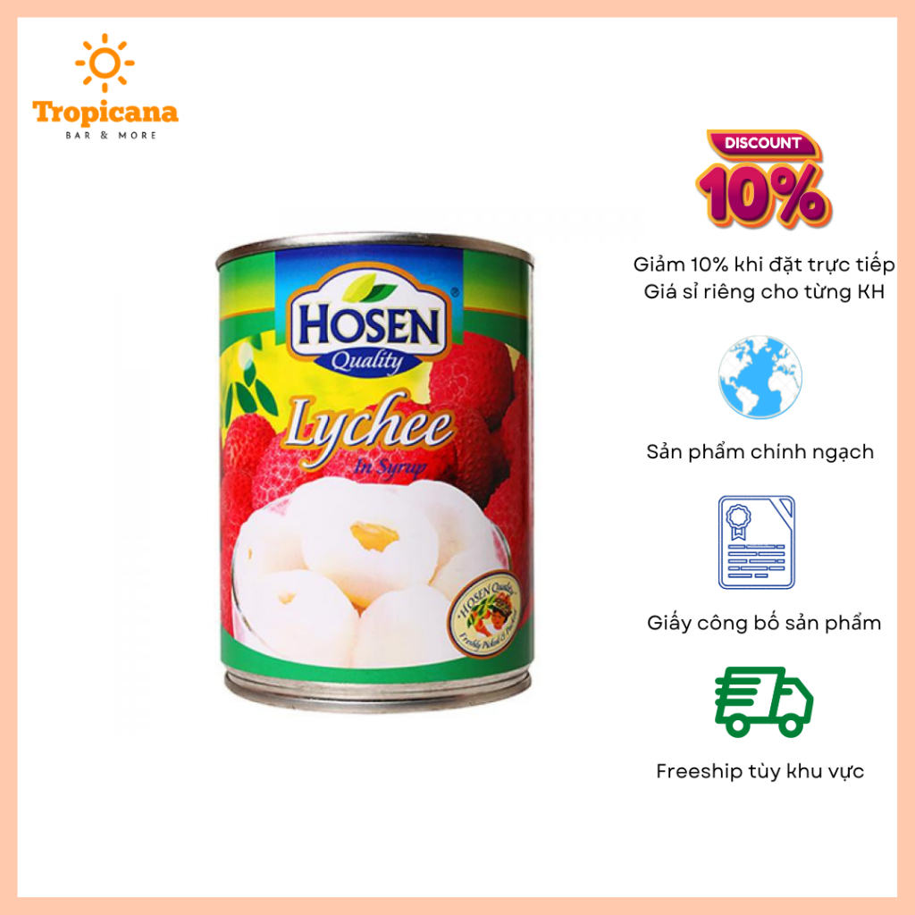 Vải ngâm hosen - lon 565gr
