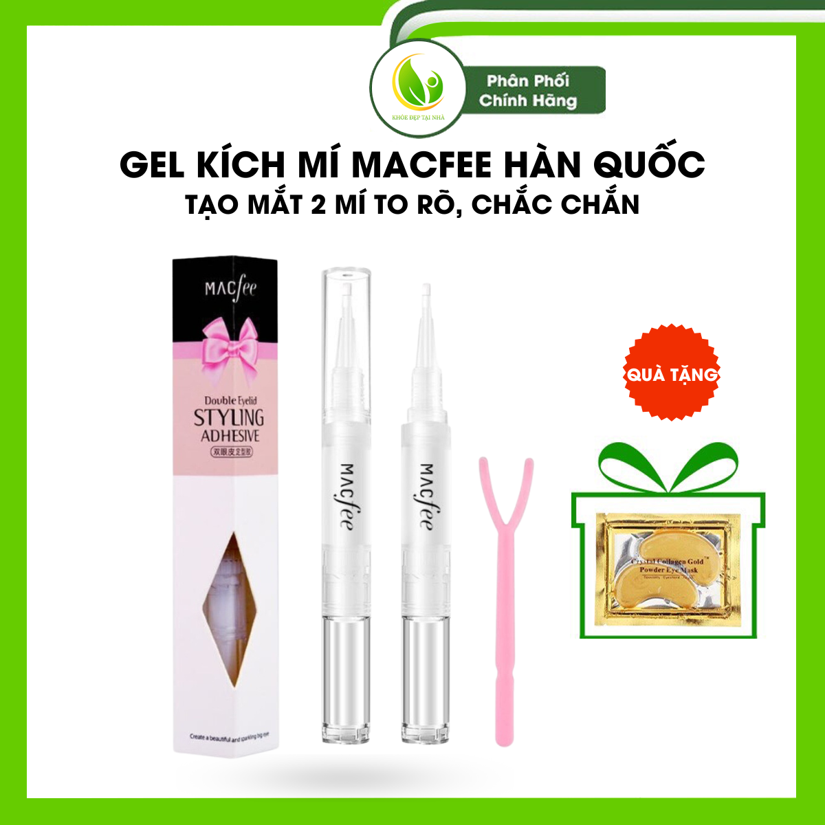 Gel kích 2 mí, keo kích mí, bút kích mí tạo mắt 2 mí tự nhiên rõ to - Keo dán kích mí Macfee Hàn Quốc 3ml chính hãng