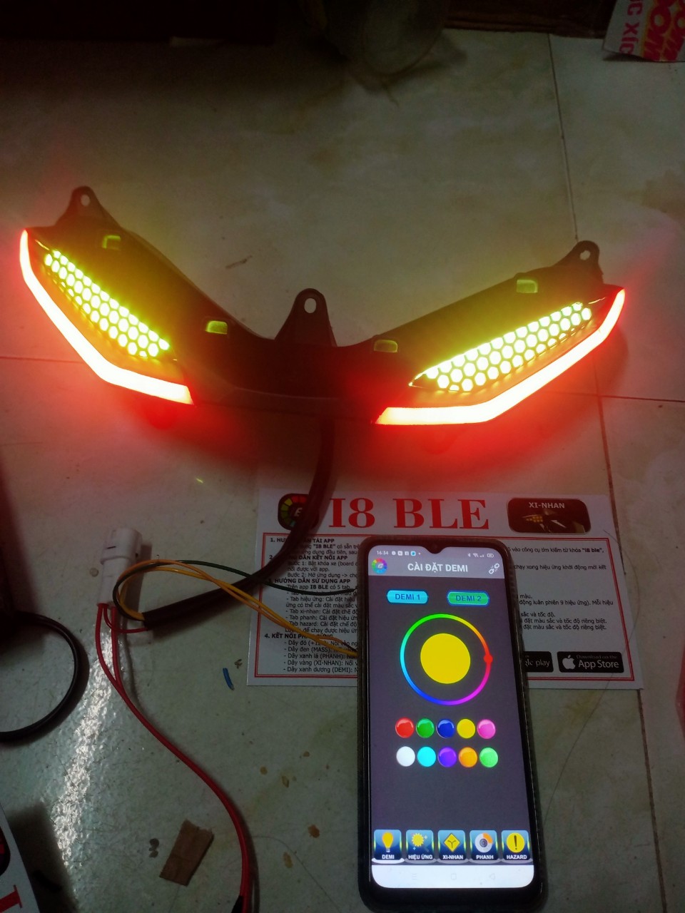 Bộ LED demi  i8 lưới tổ ông trên exciter 150.