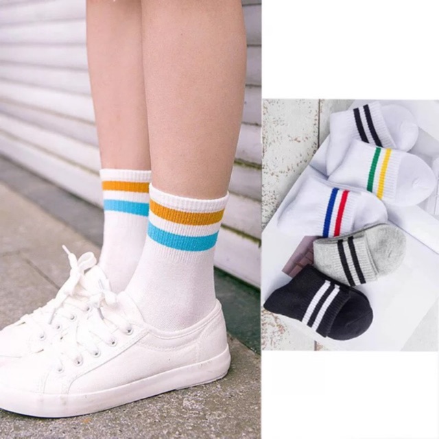 Tất vớ nữ cao ulzzang Hàn Quốc 2 sọc
