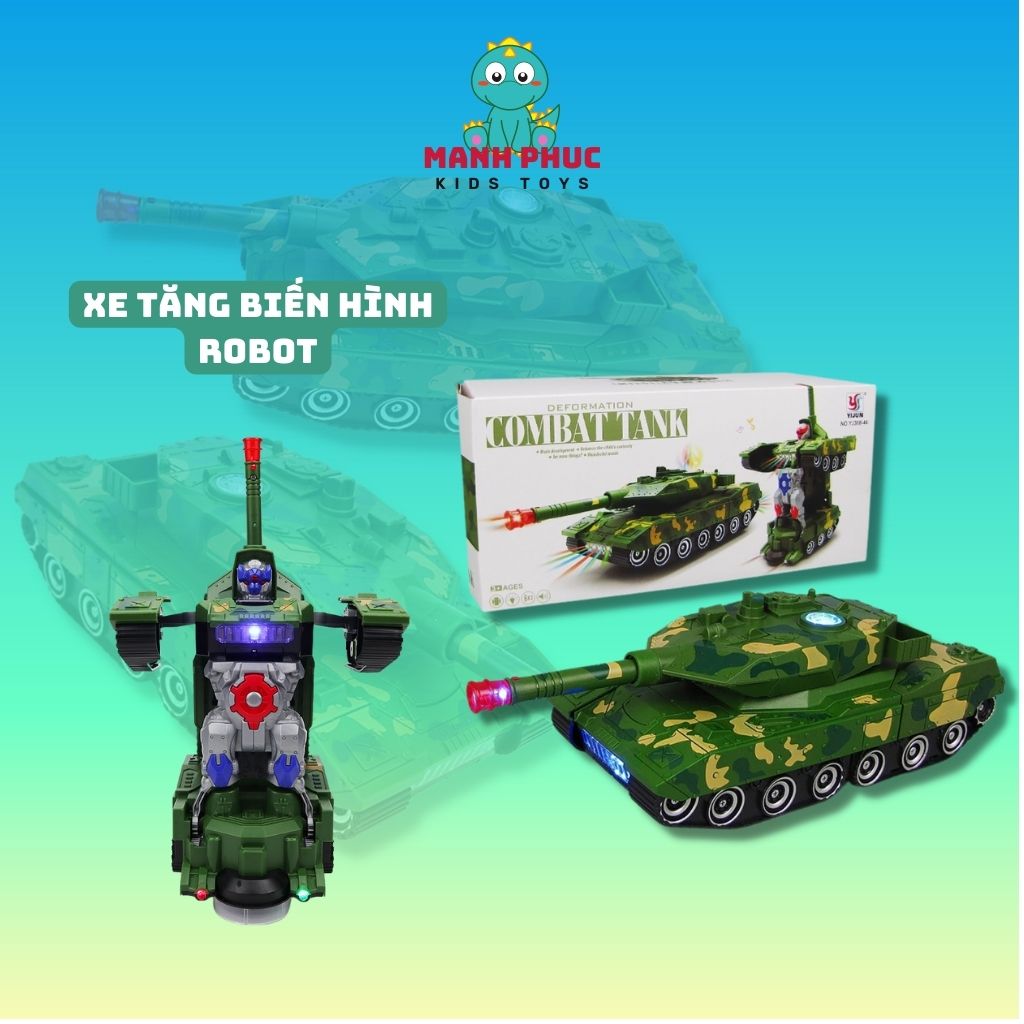 Đồ chơi xe tăng biến hình robot, chạy tự động, có cảm biến, có đèn có nhạc, chạy pin AA
