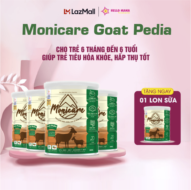 Combo 4 sữa dê monicare goat pedia giúp trẻ tăng cân, hết biếng ăn cho trẻ 6 tháng đến 6 tuổi - hộp 900g