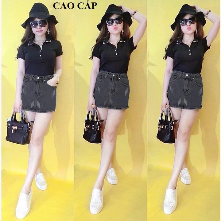 CAO CẤP Quần Giả Váy Jean Nữ Kèm Dây Thắt Lưng V3941