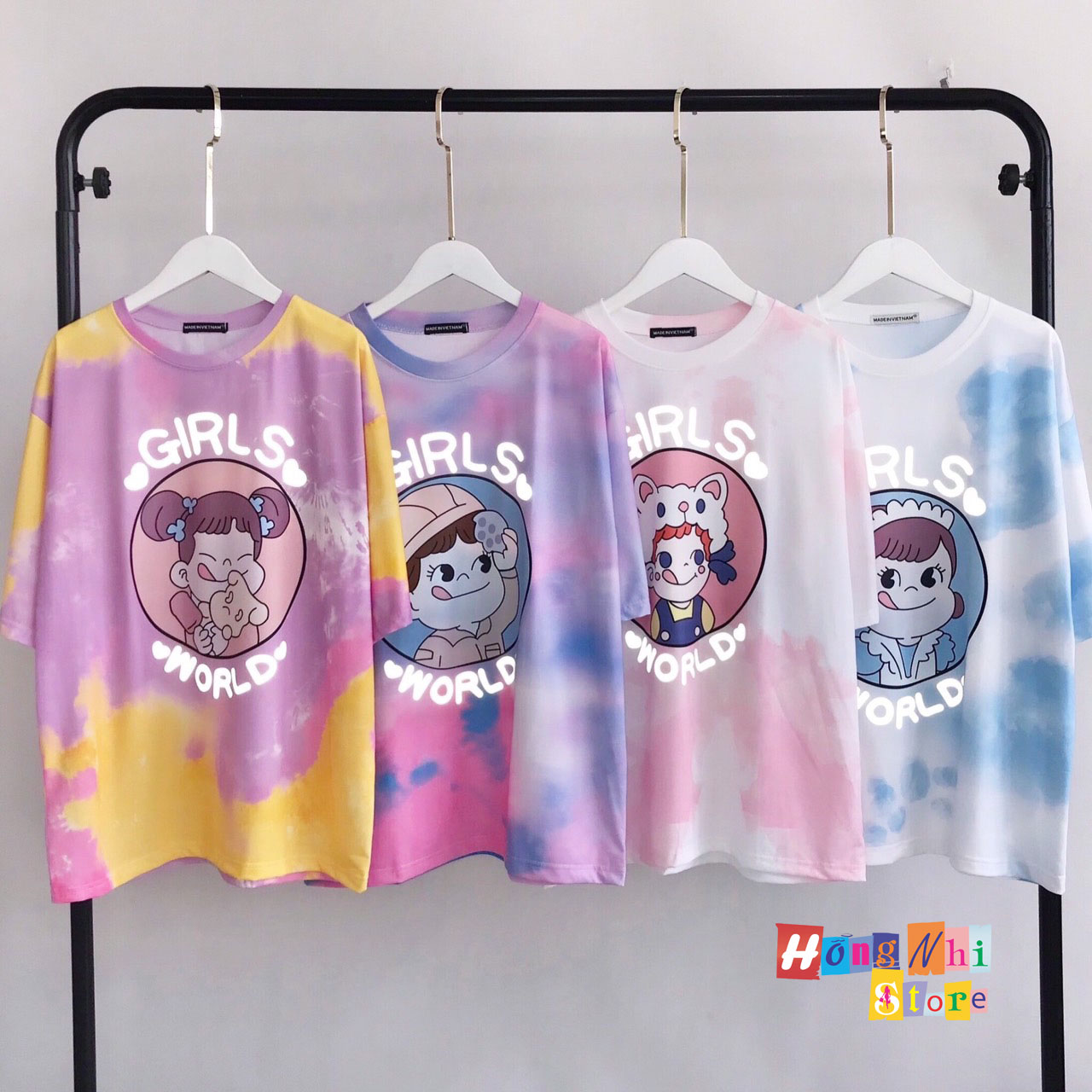Áo Thun Tie Tee In Phản Quang Tay Lửng Dáng Rộng - Áo Thun Loang Màu Tay Lỡ Form Rộng Unisex - MM