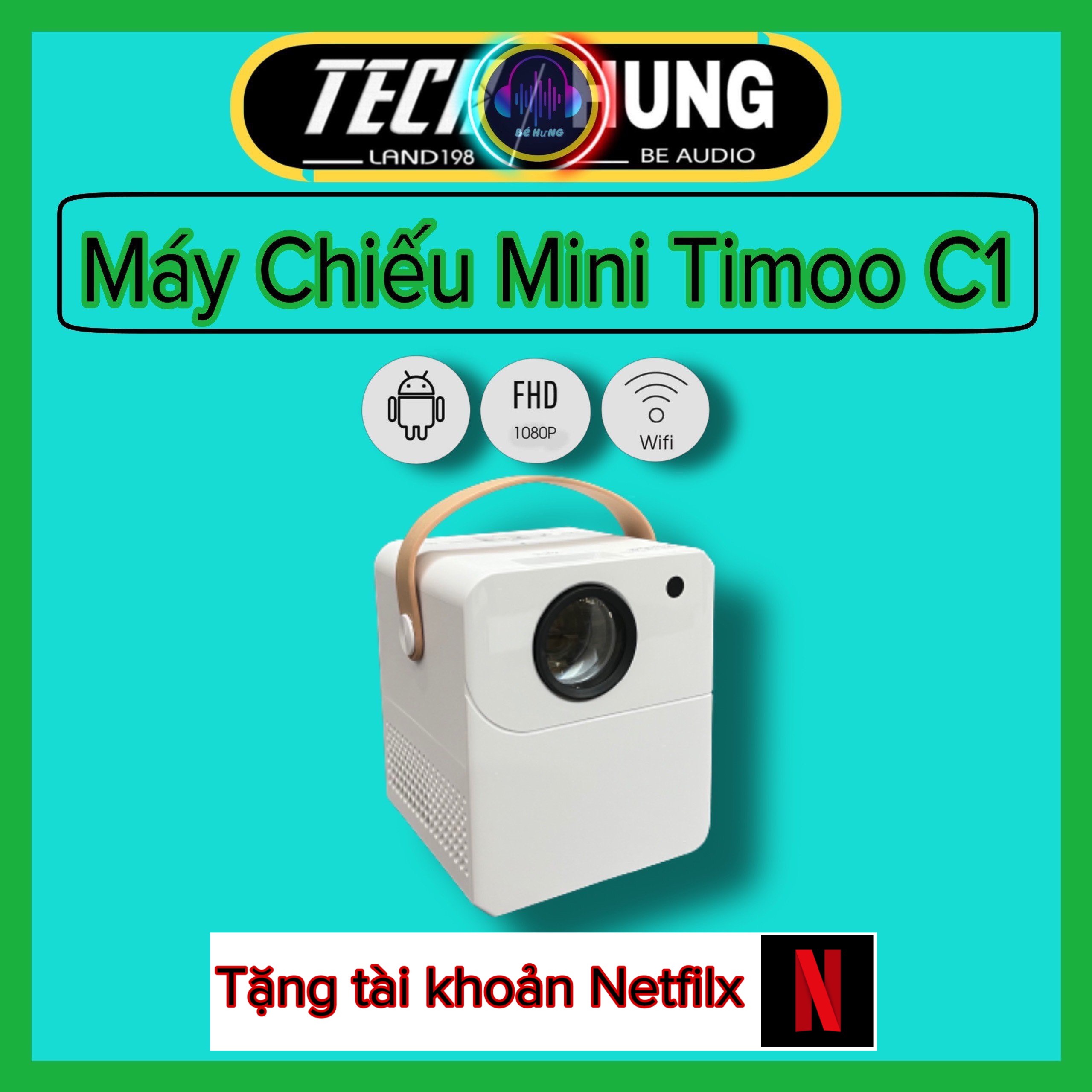 Máy chiếu phim timoo-c1 hd android 9.0 độ sáng lên tới 3000lumens - máy chiếu dành cho sinh viên học sinh