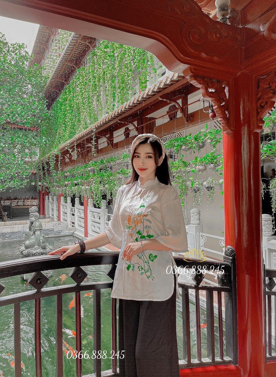 Đồ lam đi chùa thiết kế cao cấp chất vải lụa l14