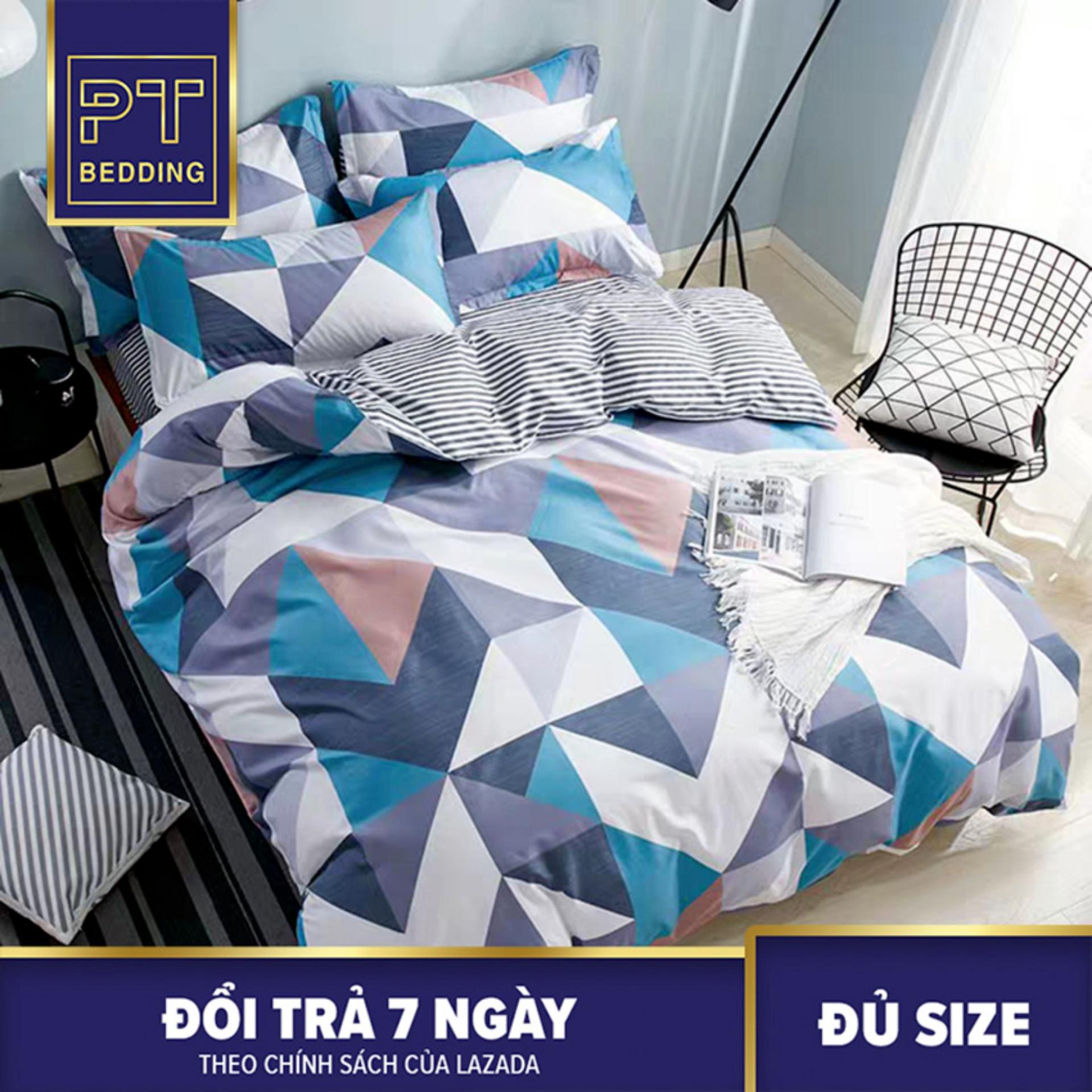 Bộ Chăn Ga Gối ( 01 Drap + 1 vỏ mền + 2 áo gối ) Kẻ Chéo Pha Nhiều Màu