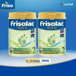 Combo 2 lon Sữa Bột Frisolac Gold 2 lon thiếc 800G cho trẻ từ 6-12 tháng tuổi