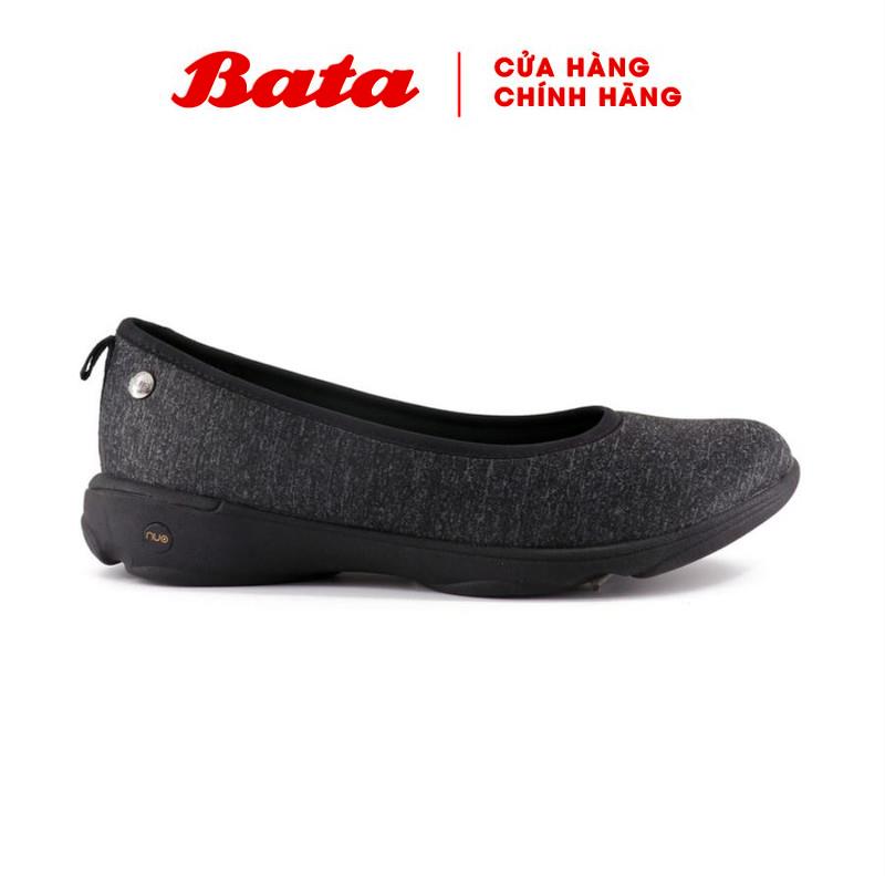 Giày búp bê đi bộ nữ đế 6cm màu đen bata 651-6902