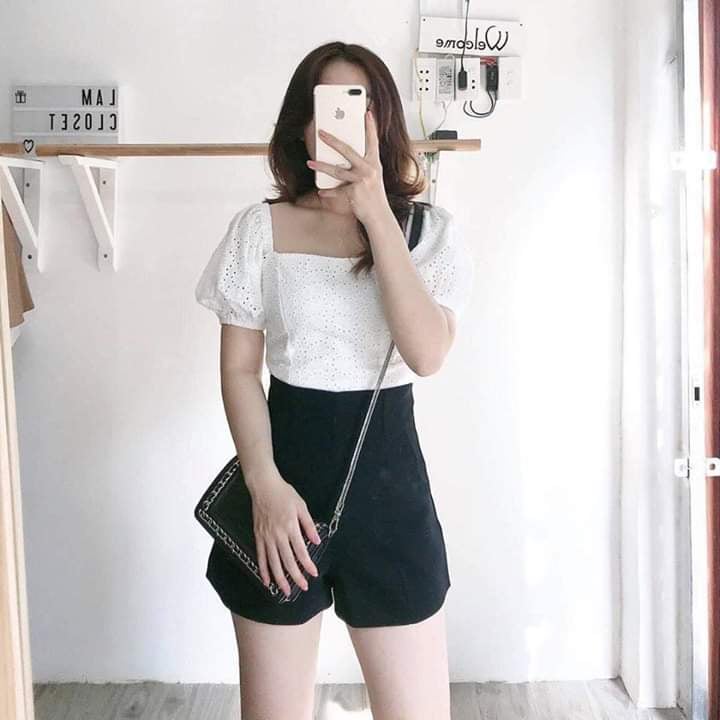 Quần sooc cạp cao túi vuông hàng chuẩn xịn loại i hàng vnxk
