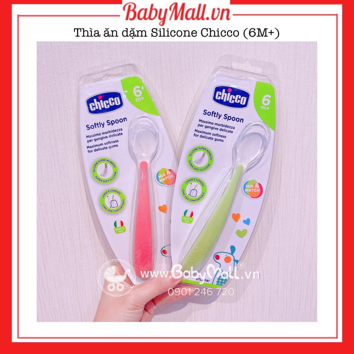 Thìa ăn dặm silicone Chicco Babymall.vn