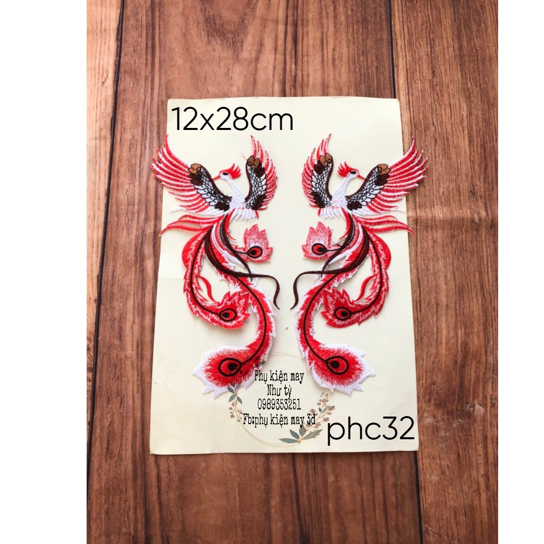 Cặp ren thêu phượng trang trí