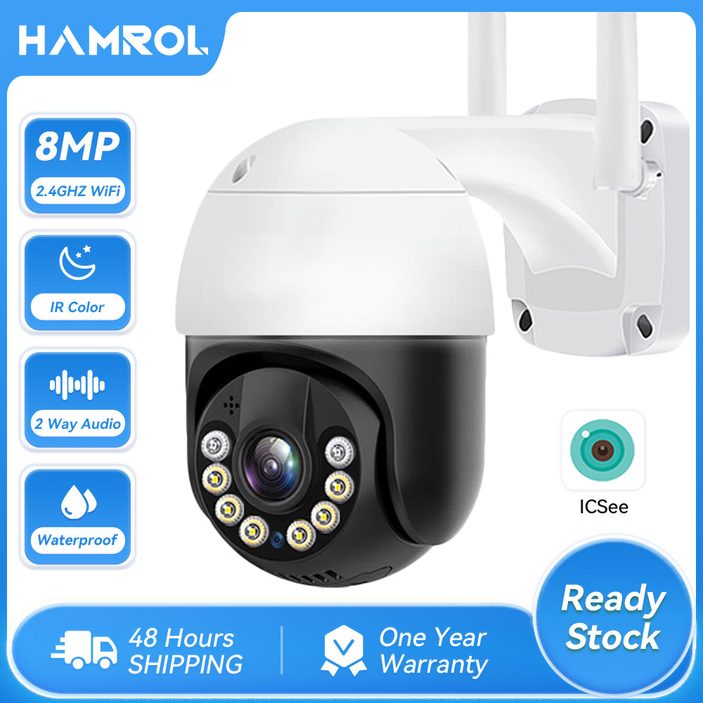 Hamrol 8MP 4K Wireless IP Camera 5X Zoom 5MP 3MP Auto Tracking PTZ Speed Dome Camera 1080P Audio Smart Home WIFI Camera Surveillance iCsee APP