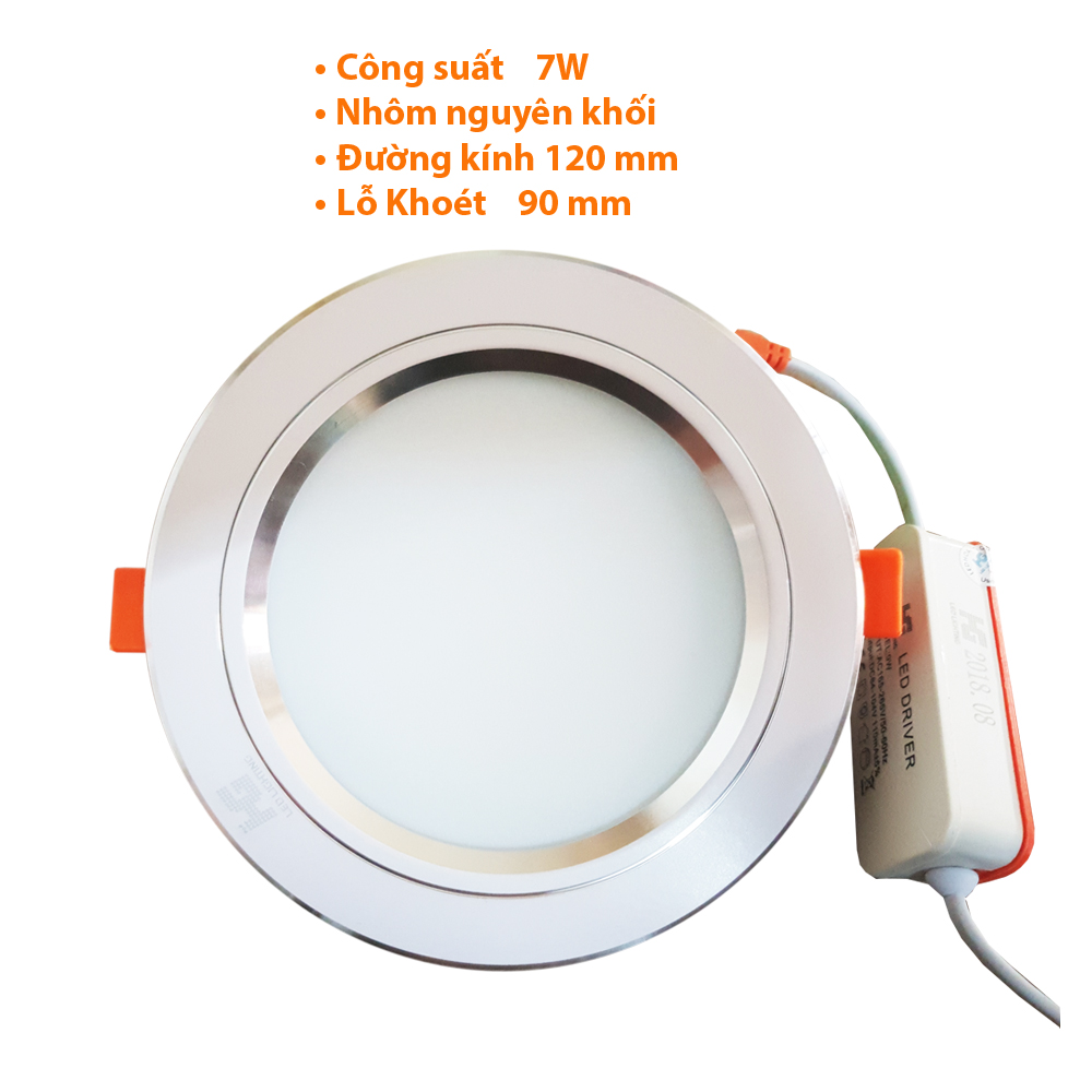 Đủ bộ combo 3-5-10 đèn led âm trần 7w Ba Màu viền tròn ánh sắng trắng - vàng nắng - vàng ấm