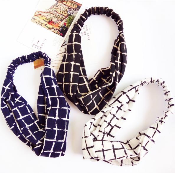 Băng đô turban caro băng đô nữ Hàn Quốc