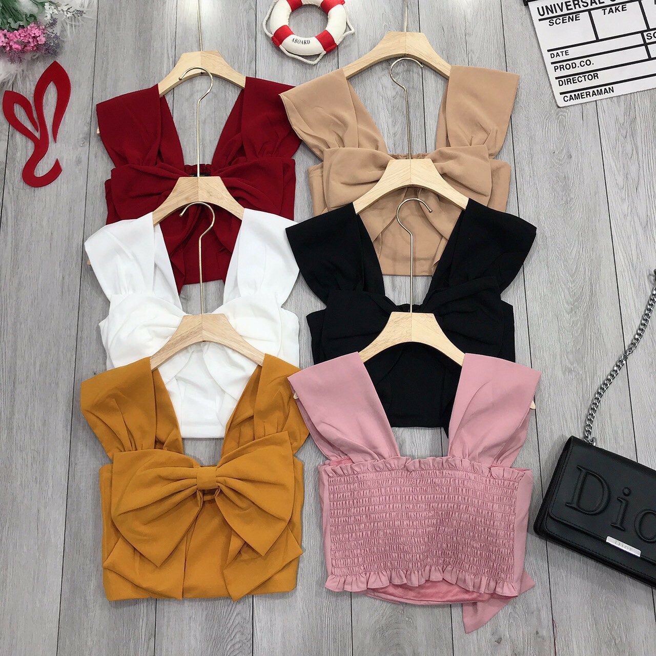 ÁO KIỂU - ÁO NỮ NHÚN LƯNG NƠ NGỰC CROPTOP LS