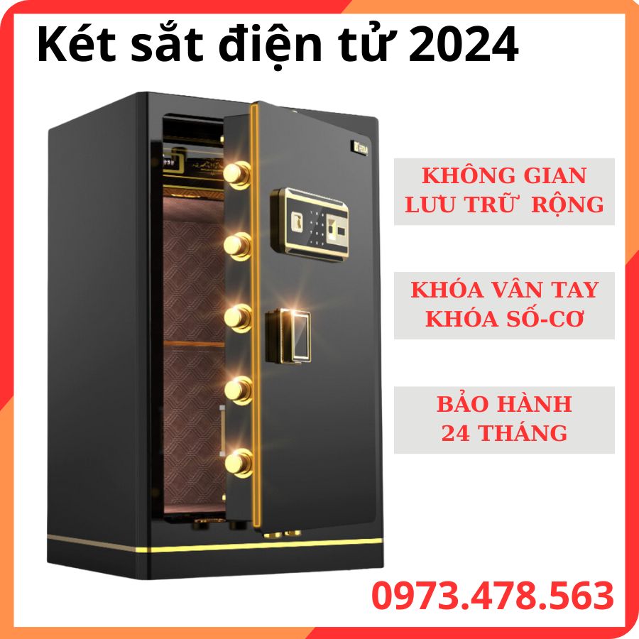 Két sắt điện tử chống cháy chống trộm thông minh,Két sắt cao cấp bảo mật bằng khóa vân tay khóa cơ và khóa mật mã