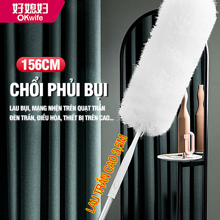 Cây chổi quét trần nhà OKwife Duster chổi quét mạng nhện, phủi bụi trần nhà, điều hòa, quạt đèn trần, đồ nội thất