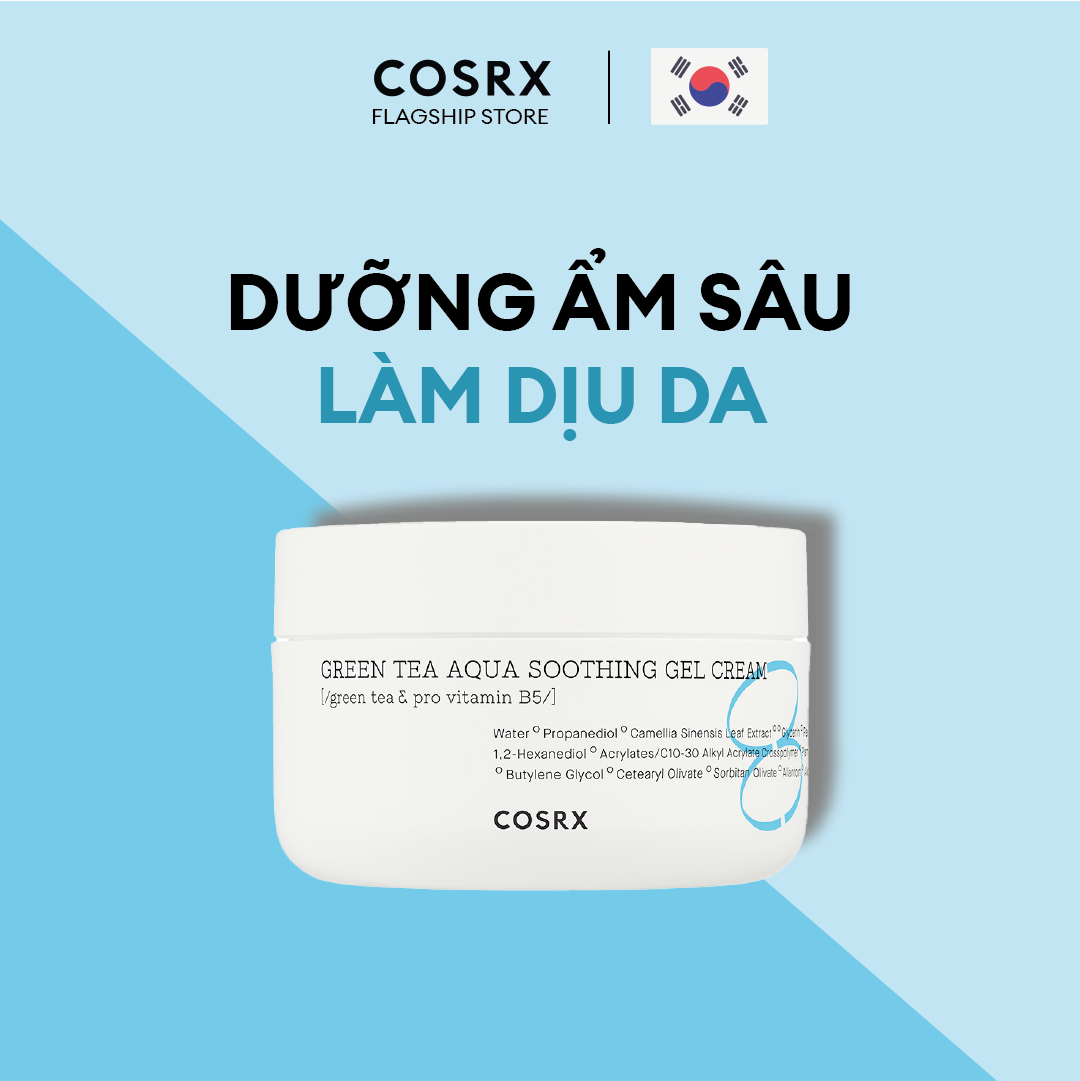 Gel Dưỡng Cấp Nước và Dịu Da (Trà Xanh, B5) COSRX Hydrium Green Tea Aqua Soothing Gel Cream 50ml