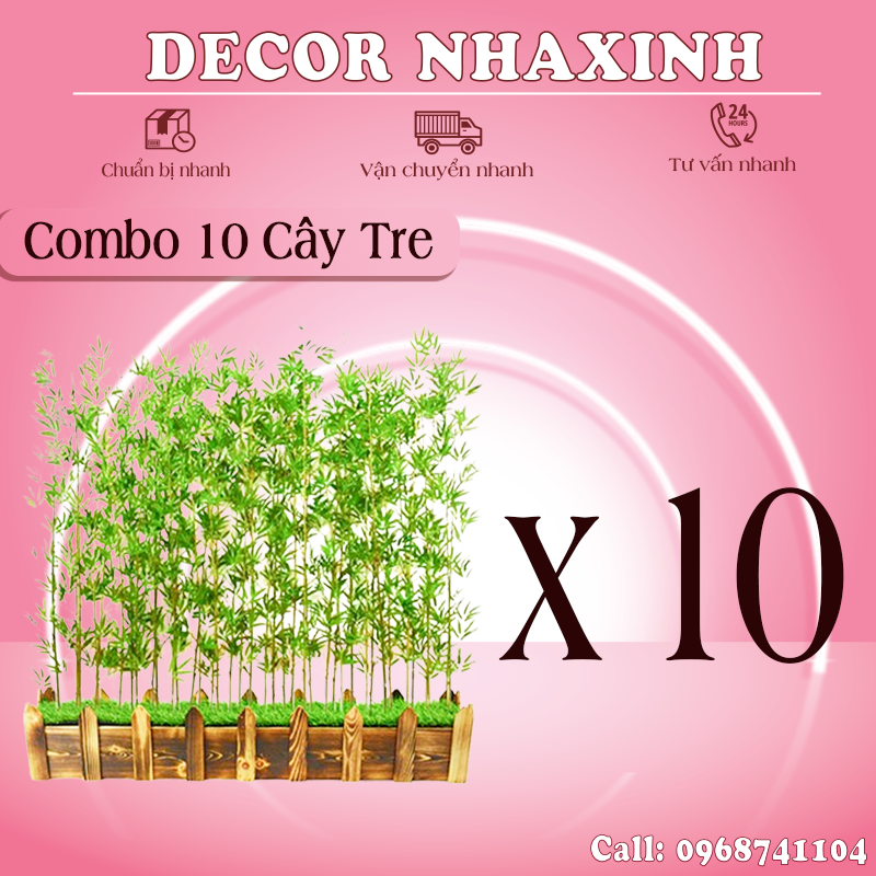 Combo 10 cây tre giả decor phòng, cây giả trang trí nhà, cây tre bằng nhựa pvc cao cấp, cây cảnh giả, cây decor phòng khách, cây giả trang trí
