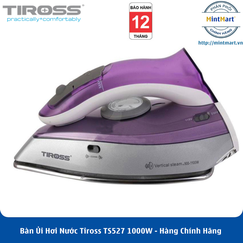 Bàn ủi hơi nước tiross ts527 1000w - hàng chính hãng