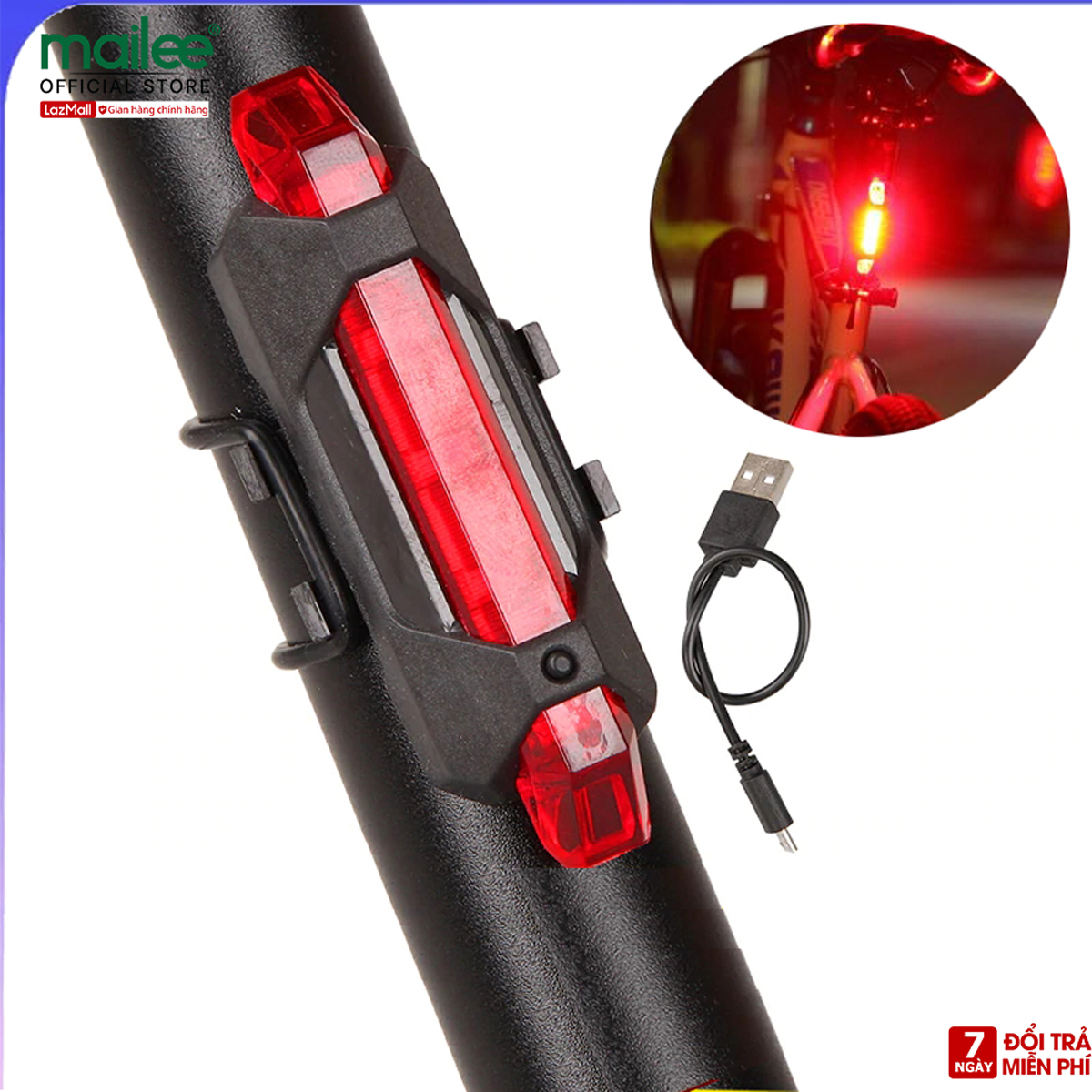 Đèn led cảnh báo sau xe đạp giúp đạp xe an toàn ban đêm 4 chế độ màu đỏ Mai Lee